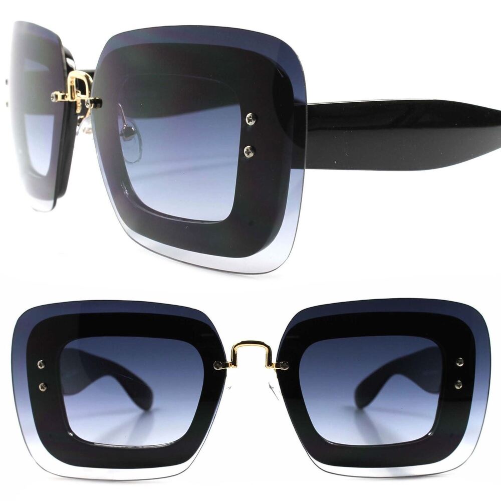 Gorgeous Elegant Retro Style Foxy Womens Large Oversized Black Square Sunglasses